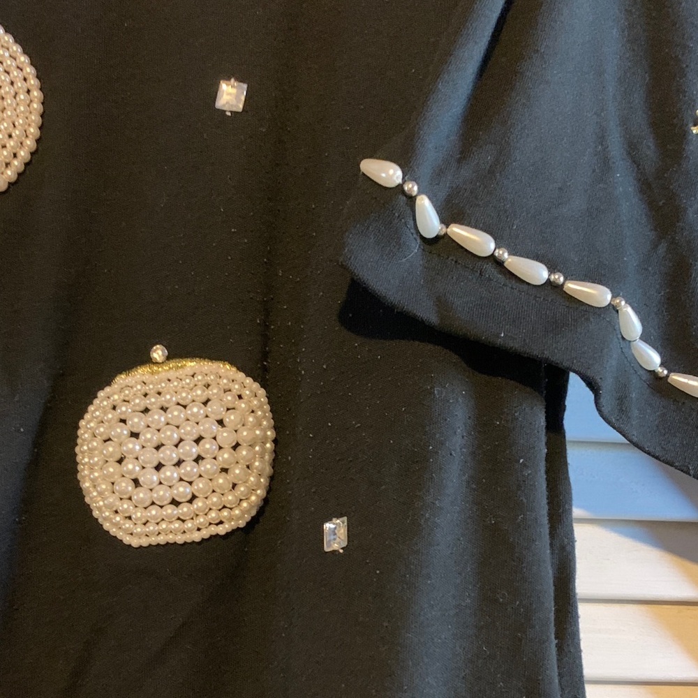 Victoria Harbour Black Embellished Women's Jersey Top - Picture 3 of 7